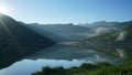 Shiny Lake under the Mountain in Summer Royalty Free Stock Photo